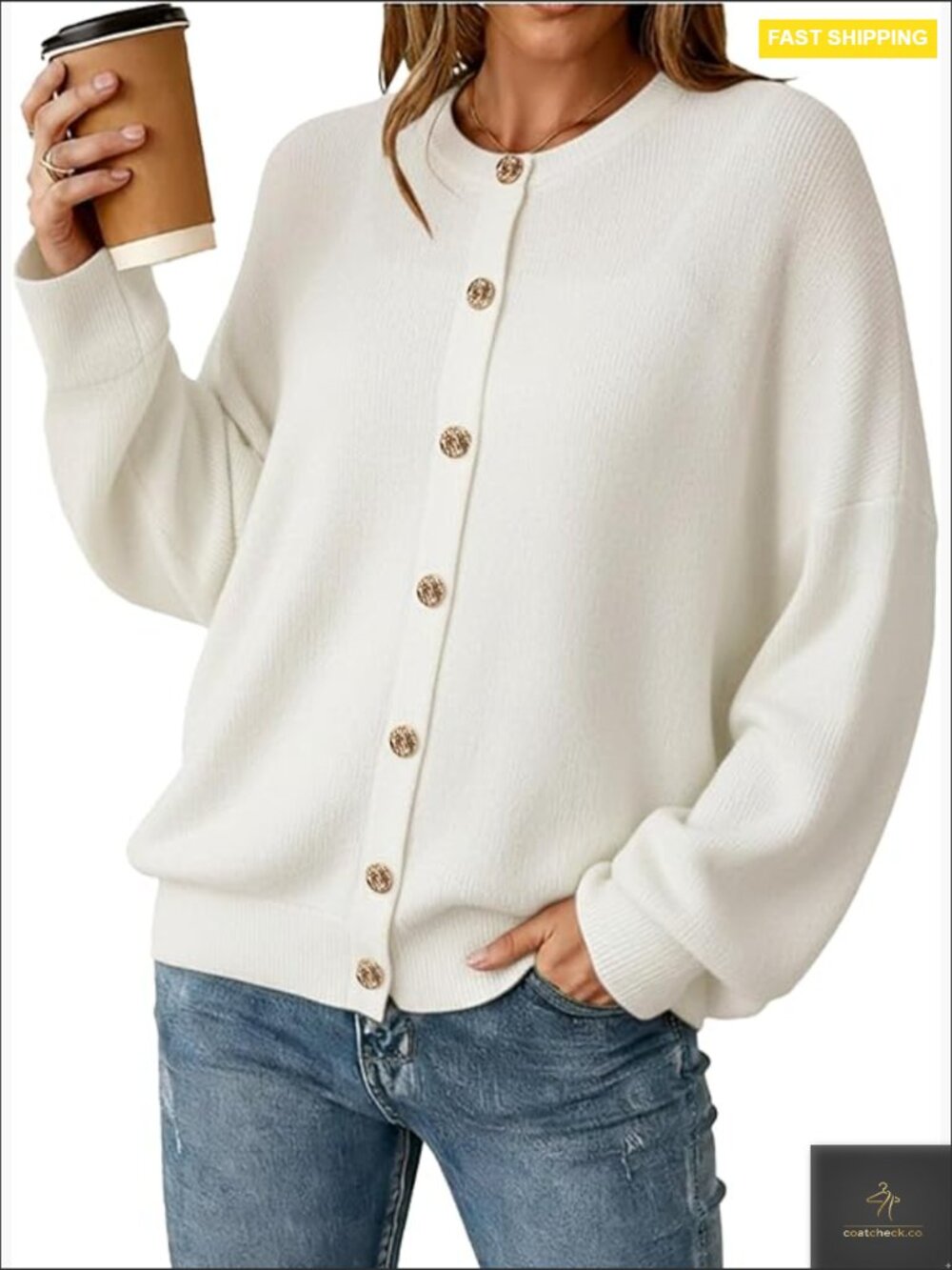 Oversized Wool Blend Cardigan Sweater Button Down Chic Casual Fall Winter